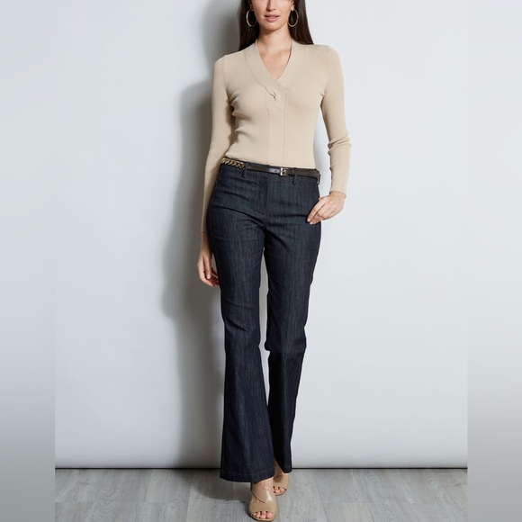 Elie Tahari Denim - NEW Elie Tahari size 8 Dark Denim Fit & Flare Boot Cut Pant